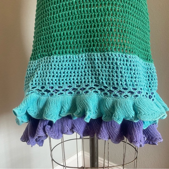 SHEIN- SZ M Green Purple Turquoise Halter Swimsuit Cover Up Dress - Picture 6 of 10